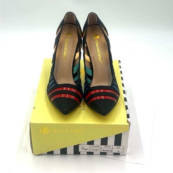 NIB Chase & Chloe Plam Striped Pumps Size 9 - Picture 8 of 11
